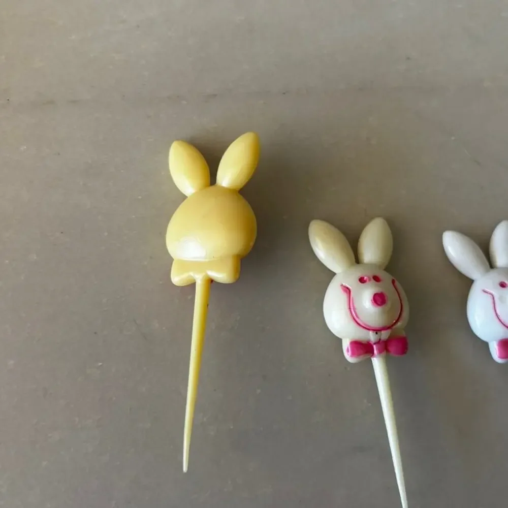 Vintage Bunny Cocktail Picks Set of 4 Rabbit Drink Picks Mid Century Barware
